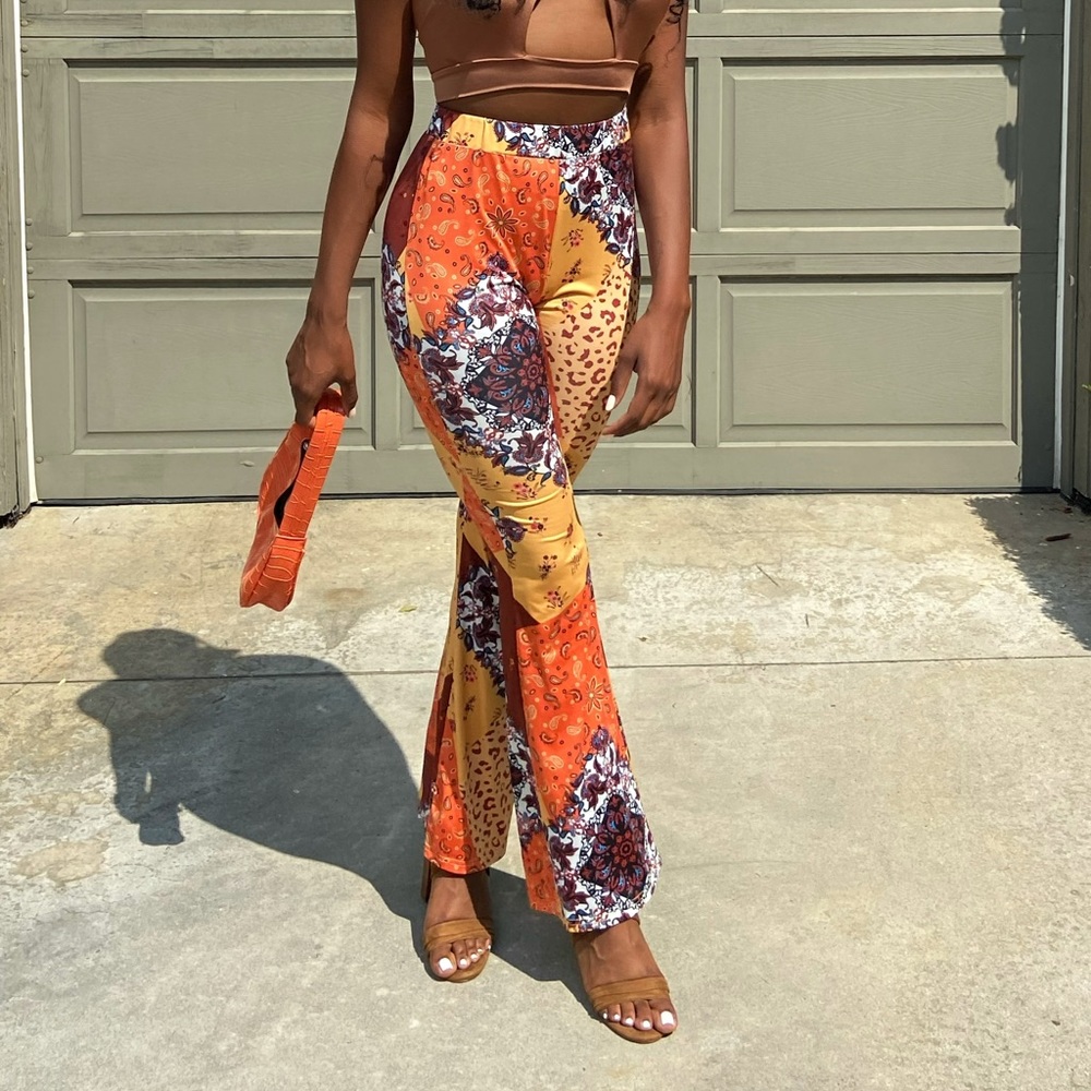 ORANGE/YELLOW SUMMER PRINT PANTS